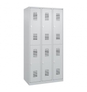 Garderobenschrank 3Abteil je2Fäch h.grau