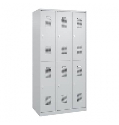 Garderobenschrank 3Abteil je2Fäch h.grau