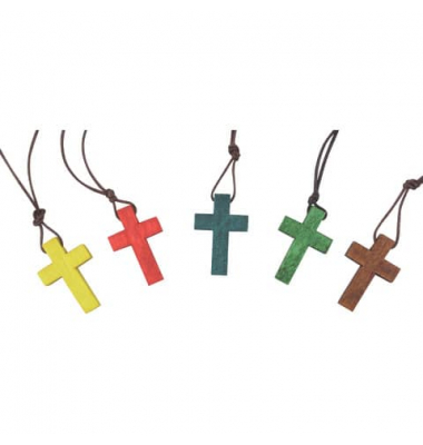 Halskette mit Holzkreuz sort. Halskette Halskette