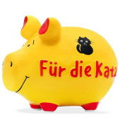Spardose Schwein (klein) 101813 , "schwarze Katze/Schriftzug"