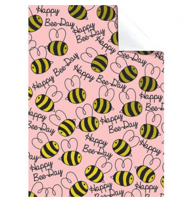 Geschenkpapierzuschnitte Fantasie 2513556225, Bienen, 50cm x 70cm, rosa,gelb/schwarz