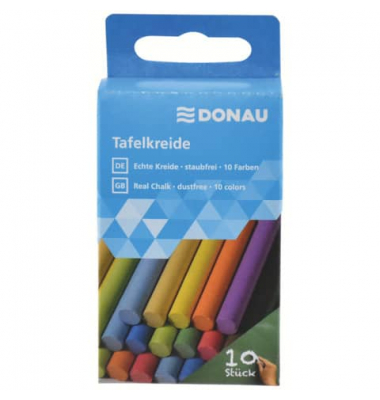 Tafelkreide Donau, 4520010-99, farbig sortiert, rund, 10x80mm (&Oslash;xL)