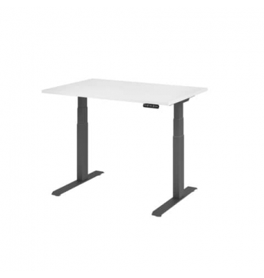 Schreibtisch Basic, elektrisch höhenverstellbar, 64-129cm (H), 120x80cm (BxT), rechteckig, weiß / graphit