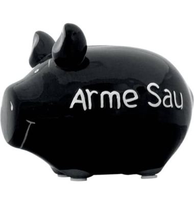 Spardose Schwein (klein) 100568 , "Schriftzug Arme Sau"