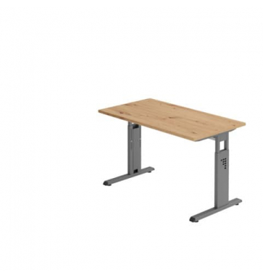 Schreibtisch, elektrisch höhenverstellbar, 72-119cm (H), 120x67cm (BxT), rechteckig, asteiche / graphit