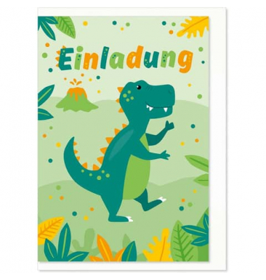 Einladungskarten 50-027 115mm x 165mm (BxH) Dino bunt