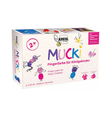 6 KREUL MUCKI Königskinder Fingerfarben farbsortiert 6 x 50,0 ml