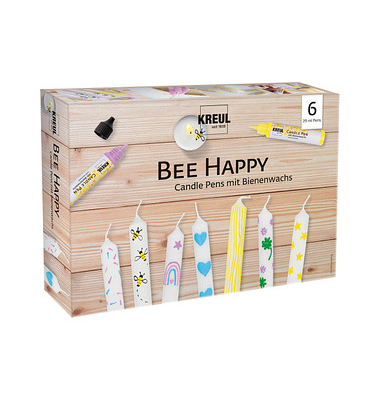 6 KREUL Bee Happy Kerzenstifte farbsortiert