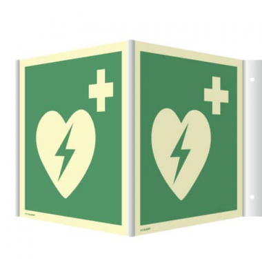 2248152 Winkelschild Defibrillator AED Winkelhinweisschild