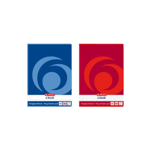 10 Stück Herlitz Collegeblock 311530 x.book, kariert / kariert Rand links, A5, 70g, sortiert, 100 Blatt 4008110311531 Herlitz