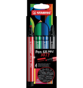 STABILO Pen 68 MAX 4er Etui ARTY Filzstift Pen 68 MAX mit Keilspitze