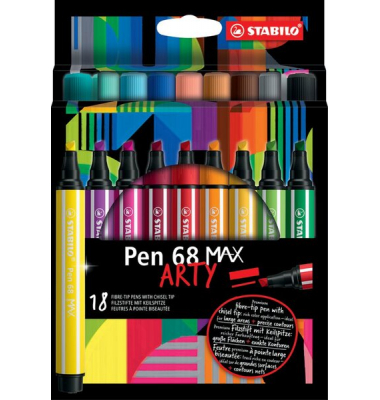 STABILO Pen 68 MAX 18er Etui ARTY Filzstift Pen 68 MAX mit Keilspitze