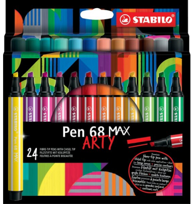 STABILO Pen 68 MAX 24er Etui ARTY Filzstift Pen 68 MAX mit Keilspitze