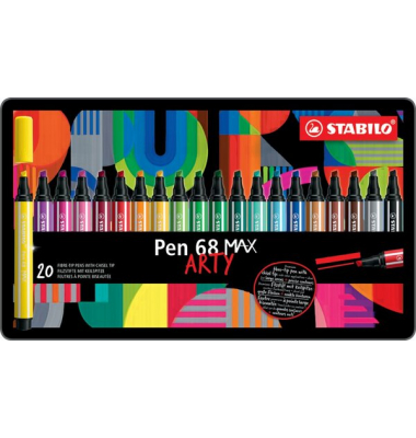 STABILO Pen 68 MAX 20er Etui ARTY Filzstift Pen 68 MAX mit Keilspitze