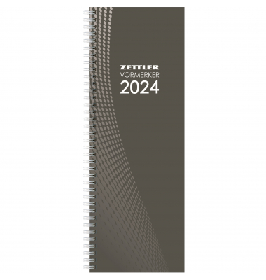 Buchkalender 718-0000, Vormerker, schwarz, 1 Woche / 1 Seite, 10,5x29,7cm, 2026
