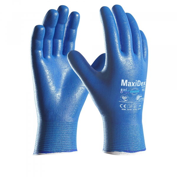 4062899069786 - Arbeitshandschuhe MaxiDex Hybrid  Nitril-Mikroschaum blau Größe 8   M 4062899069786 ATG