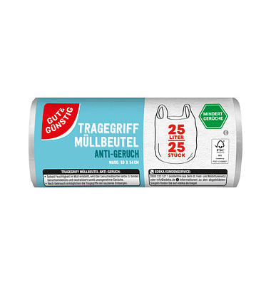 Müllbeutel 4790959001 ANTI-GERUCH, transparent, 25 Liter, mit Griff Müllbeutel 4790959001 ANTI-GERUCH, transparent, 25 Liter, mit Griff