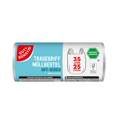 Müllbeutel 4790904001 ANTI-GERUCH, transparent, 35 Liter, mit Griff