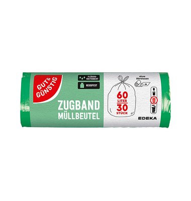 Müllbeutel 787587002, grün, 60 Liter, mit Zugband Müllbeutel 787587002, grün, 60 Liter, mit Zugband