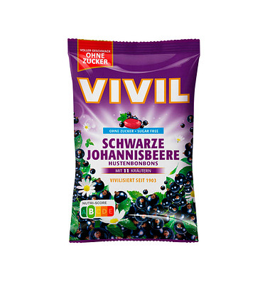 VIVIL Schwarze Johannisbeere ohne Zucker Bonbons 120,0 g