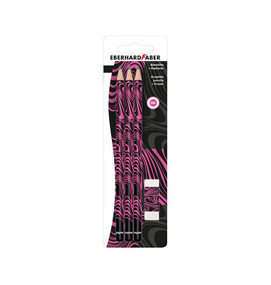Bleistift-Set Eberhard Faber, 511891, 3x schwarz/neon pink, k.A., HB