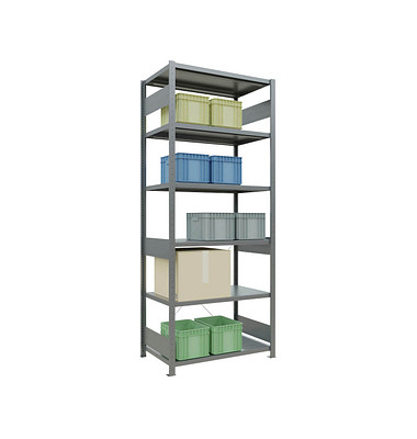 SCHULTE Schwerlastregal MULTIplus 250 12961 silber 100,0 x 60,0 x 250,0 cm