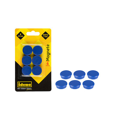6 Idena Magnete blau Ø 2,4 x 0,7 cm