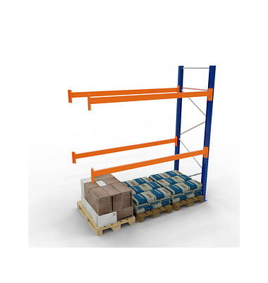 SCHULTE Anbau-Schwerlastregal 46827-N orange, blau, silber 278,6 x 110,0 x 300,0 cm