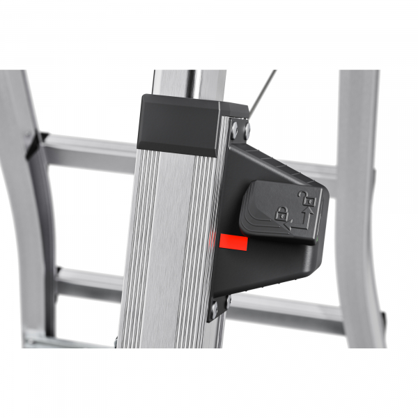 4007126235701 - HAILO Alu-Doppel-Teleskopleiter D100 2 x 4 - 2 x 6 Stufen Spreizsicherung Kunststofffüße bis 287 cm Arbeitshöhe bis 150 kg