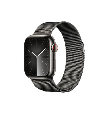 Apple Watch Series 9 41 mm Edelstahl (GPS+Cellular) Milanaise Loop  schwarz, graphit