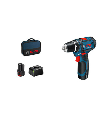 BOSCH Professional GSR 12V-15 Akku-Bohrschrauber 12,0 V, mit 2 Akkus