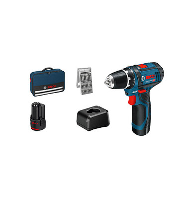 BOSCH Professional GSR 12V-15 Akku-Bohrschrauber 12,0 V, mit 2 Akkus
