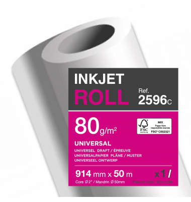 Plotterpapier Clairjet Universal 2596C, A0+, 914mm x 150m, hochweiß, 80g Plotterpapier Clairjet Universal 2596C, A0+, 914mm x 150m, hochweiß, 80g