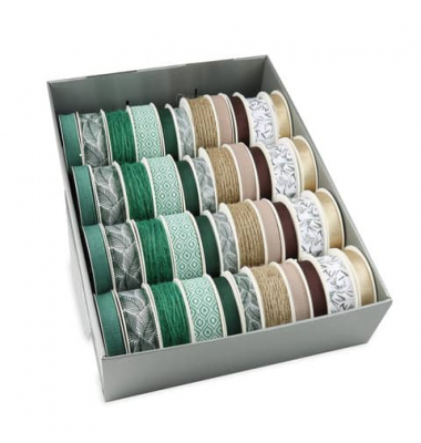 Zierband Vintage Green 1244-035, farbig sortiert