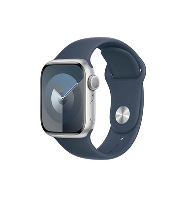 Apple Watch Series 9 41 mm Aluminium (GPS) Sportarmband ML  silber, sturmblau