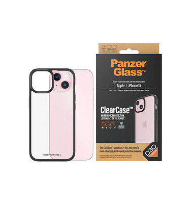 PanzerGlass™ ClearCase D30 Handy-Cover für Apple iPhone 15 transparent, schwarz