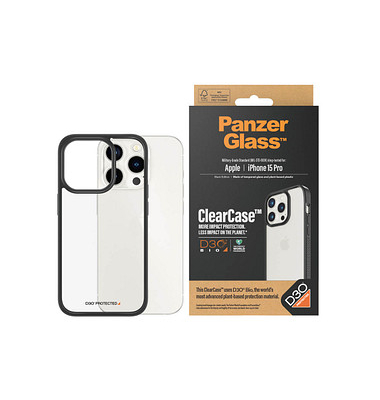 PanzerGlass™ ClearCase D30 Handy-Cover für Apple iPhone 15 Pro transparent, schwarz