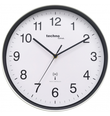  Funkuhr WT 8030, silber/schwarz, 30cm, rund, analog