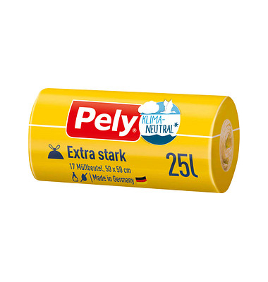 Müllbeutel 54030022 EXTRA STARK, transparent, 25 Liter, mit Zugband