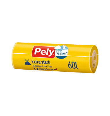 Müllbeutel 54030031 EXTRA STARK, transparent, 60 Liter, mit Zugband