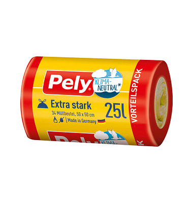 Müllbeutel 54030052 EXTRA STARK, transparent, 25 Liter, mit Zugband