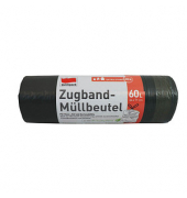 Müllbeutel 42378, schwarz, 60 Liter, mit Zugband