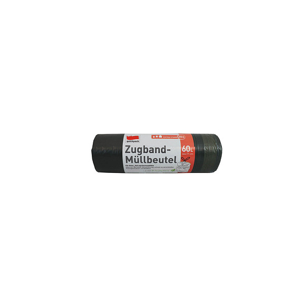 4008284042378 - Müllbeutel 42378 schwarz 60 Liter mit Zugband 4008284042378 20 Stück 4008284042378 - Müllbeutel 42378 schwarz 60 Liter mit Zugband 4008284042378 20 Stück