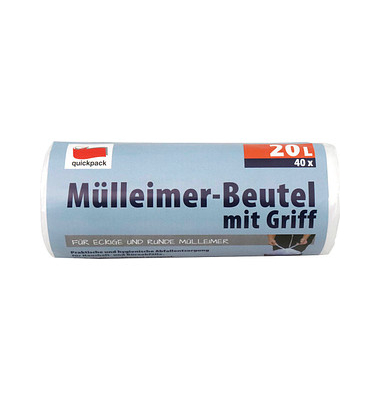 Müllbeutel 71057, transparent, 20 Liter, mit Griff, stark