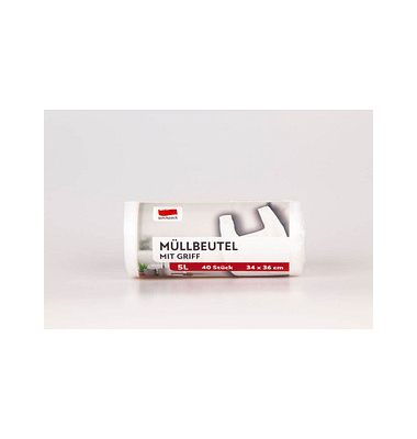 Müllbeutel 71064, weiß, 5 Liter, mit Griff Müllbeutel 71064, weiß, 5 Liter, mit Griff