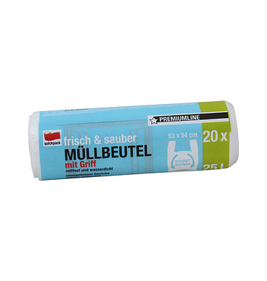 Müllbeutel 852502 frisch & sauber, transparent, 25;l, mit Griff