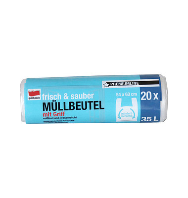 Müllbeutel 853509 frisch & sauber, transparent, 35 Liter, mit Griff