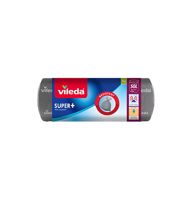 Müllbeutel 5800491009 SUPER+, Vileda, grau, 50 Liter, mit Zugband Müllbeutel 5800491009 SUPER+, Vileda, grau, 50 Liter, mit Zugband