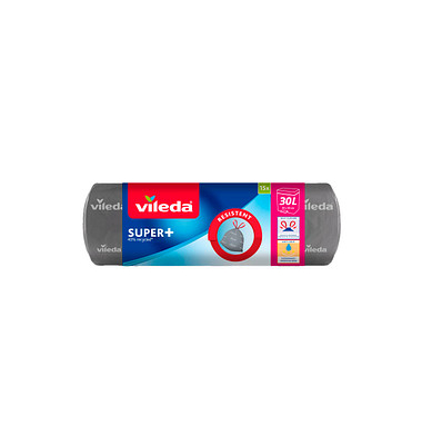 Müllbeutel 5800450008 SUPER+, Vileda, grau, 30 Liter, mit Zugband Müllbeutel 5800450008 SUPER+, Vileda, grau, 30 Liter, mit Zugband