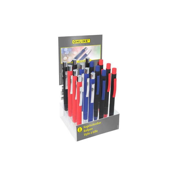 15 Stück Online Kugelschreiber Soft Metall 21742/15, schwarz, M, nachfüllbar  Online